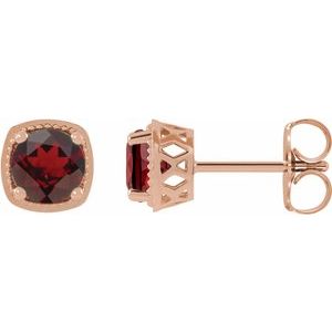 14K Rose Gold 6 mm Natural Mozambique Garnet Earrings