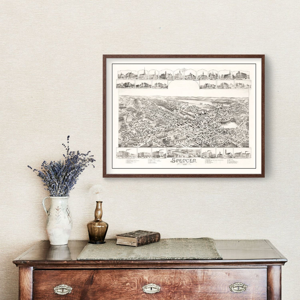 Vintage Map of Spencer, Massachusetts 1892