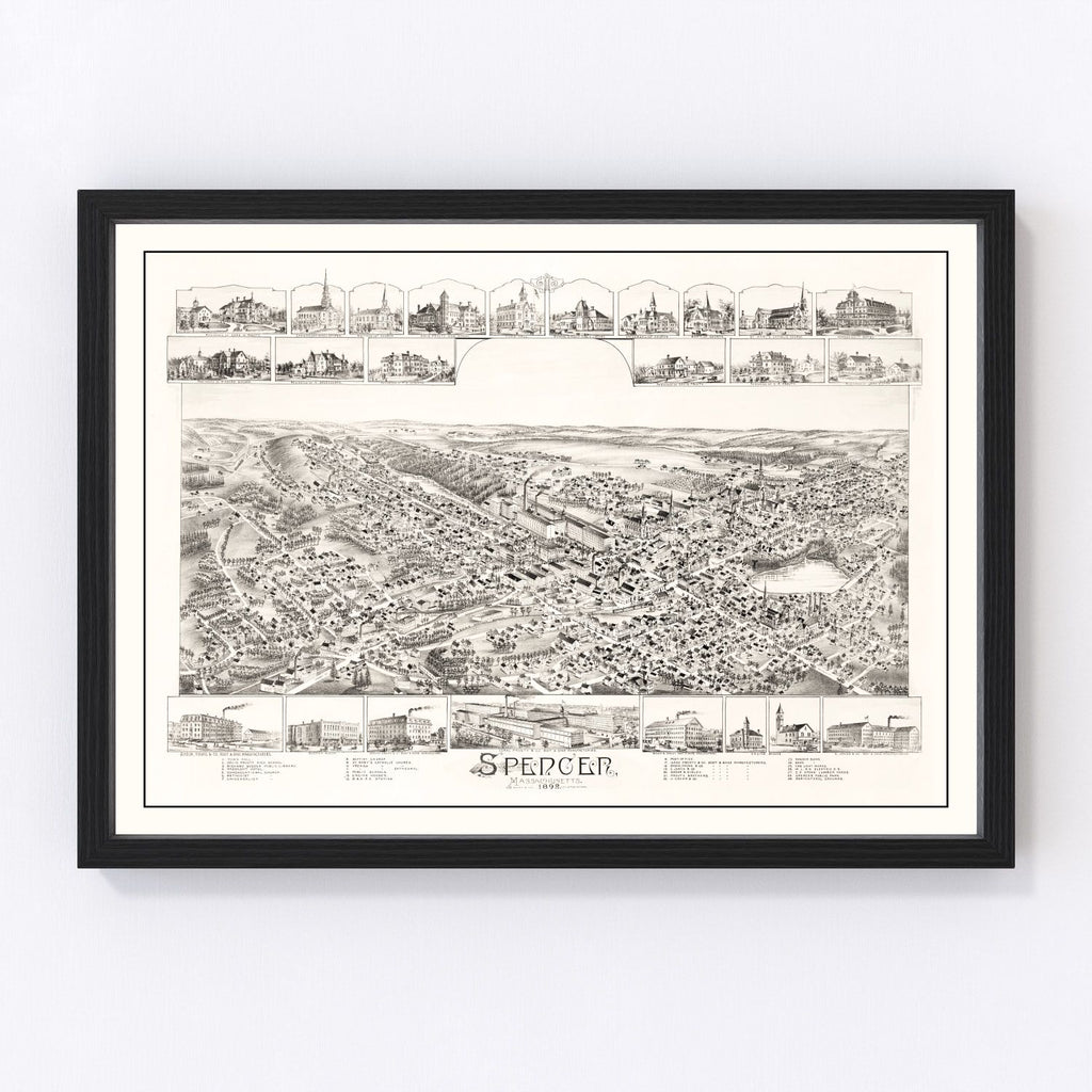 Vintage Map of Spencer, Massachusetts 1892
