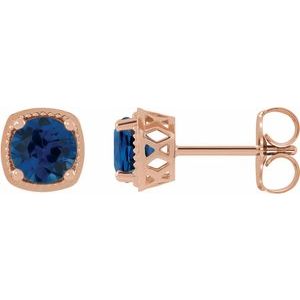 14K Rose Gold 5 mm Natural Blue Sapphire Earrings