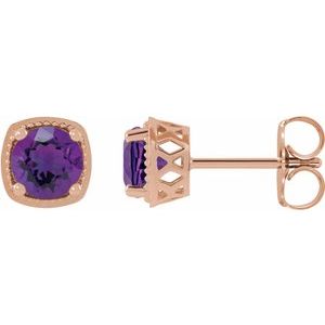 14K Rose Gold 5 mm Natural Amethyst Earrings
