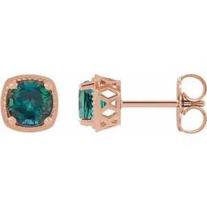 14K Rose Gold 4.5 mm Lab-Grown Alexandrite Earrings