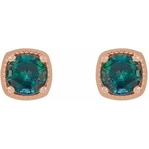 14K Rose Gold 4 mm Lab-Grown Alexandrite Earrings – image 2