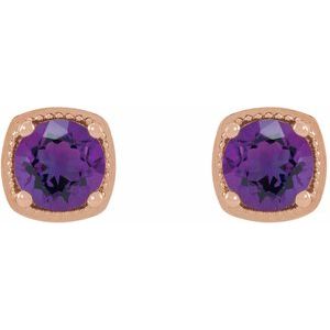 14K Rose Gold 6 mm Natural Amethyst Earrings – image 2
