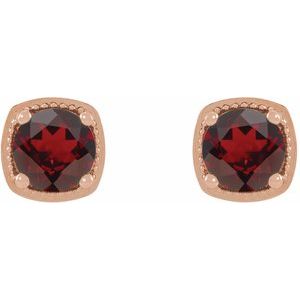 14K Rose Gold 5.5 mm Natural Mozambique Garnet Earrings – image 2