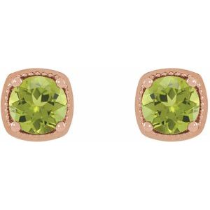 14K Rose Gold 5.5 mm Natural Peridot Earrings – image 2