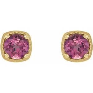 14K Yellow Gold 6 mm Natural Pink Tourmaline Earrings – image 2