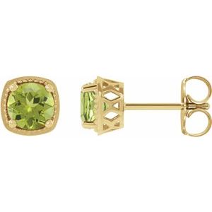 14K Yellow Gold 6 mm Natural Peridot Earrings