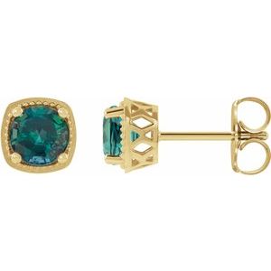 14K Yellow Gold 6.5 mm Lab-Grown Alexandrite Earrings