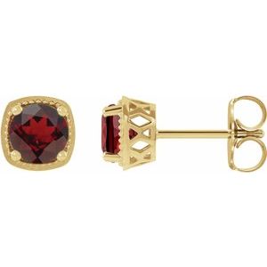 14K Yellow Gold 4 mm Natural Mozambique Garnet Earrings