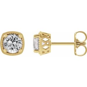 14K Yellow Gold 4 mm Natural White Sapphire Earrings