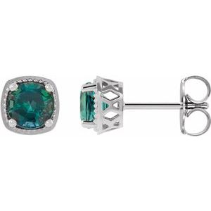 14K White Gold 6.5 mm Lab-Grown Alexandrite Earrings