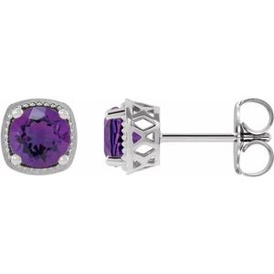 Sterling Silver 4.5 mm Natural Amethyst Earrings