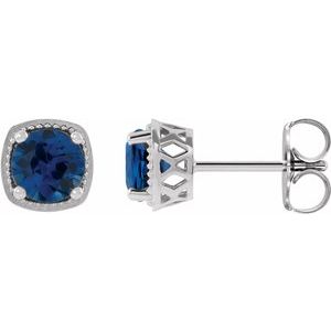 Sterling Silver 5 mm Lab-Grown Blue Sapphire Earrings