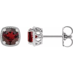 14K White Gold 5 mm Natural Mozambique Garnet Earrings