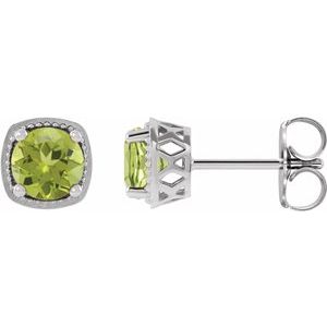 Sterling Silver 6.5 mm Natural Peridot Earrings