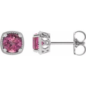 Sterling Silver 4 mm Natural Pink Tourmaline Earrings