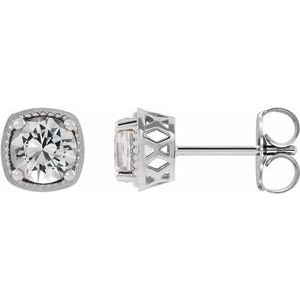 14K White Gold 5.5 mm Natural White Sapphire Earrings