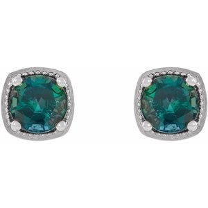 14K White Gold 6.5 mm Lab-Grown Alexandrite Earrings – image 2