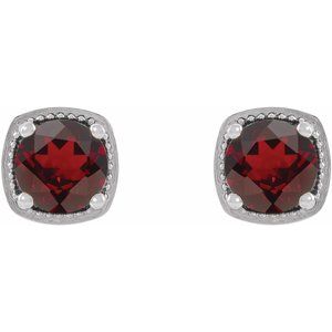 Platinum 5.5 mm Natural Mozambique Garnet Earrings – image 2