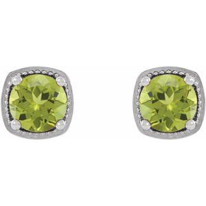 Sterling Silver 4 mm Natural Peridot Earrings – image 2