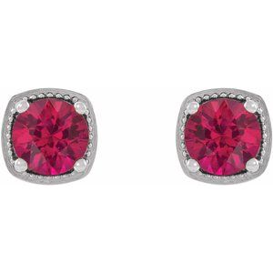 Platinum 5.5 mm Natural Ruby Earrings – image 2