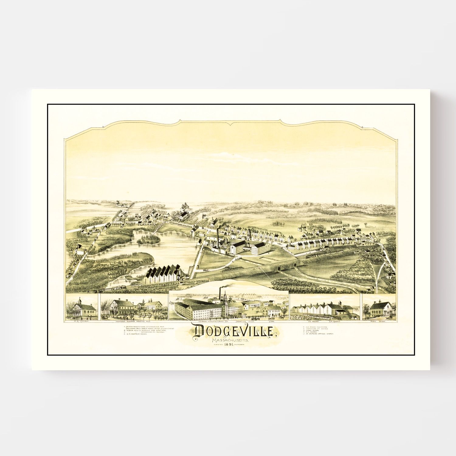 Vintage Map of Dodgeville, Massachusetts 1891