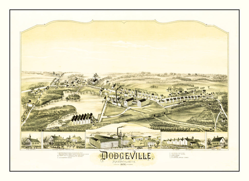 Vintage Map of Dodgeville, Massachusetts 1891