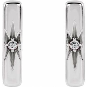 Platinum Natural White Sapphire Bar Earrings – image 2