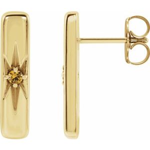 14K Yellow Gold Natural Yellow Sapphire Bar Earrings