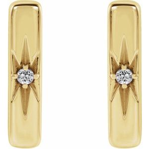 14K Yellow Gold Natural White Sapphire Bar Earrings – image 2