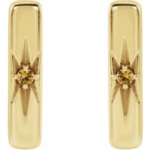 14K Yellow Gold Natural Yellow Sapphire Bar Earrings – image 2