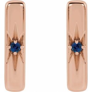 14K Rose Gold Natural Blue Sapphire Bar Earrings – image 2