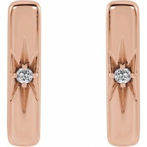14K Rose Gold Natural White Sapphire Bar Earrings – image 2