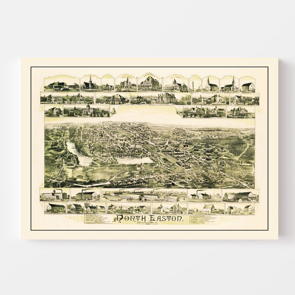 Vintage Map of North Easton, Massachusetts 1891