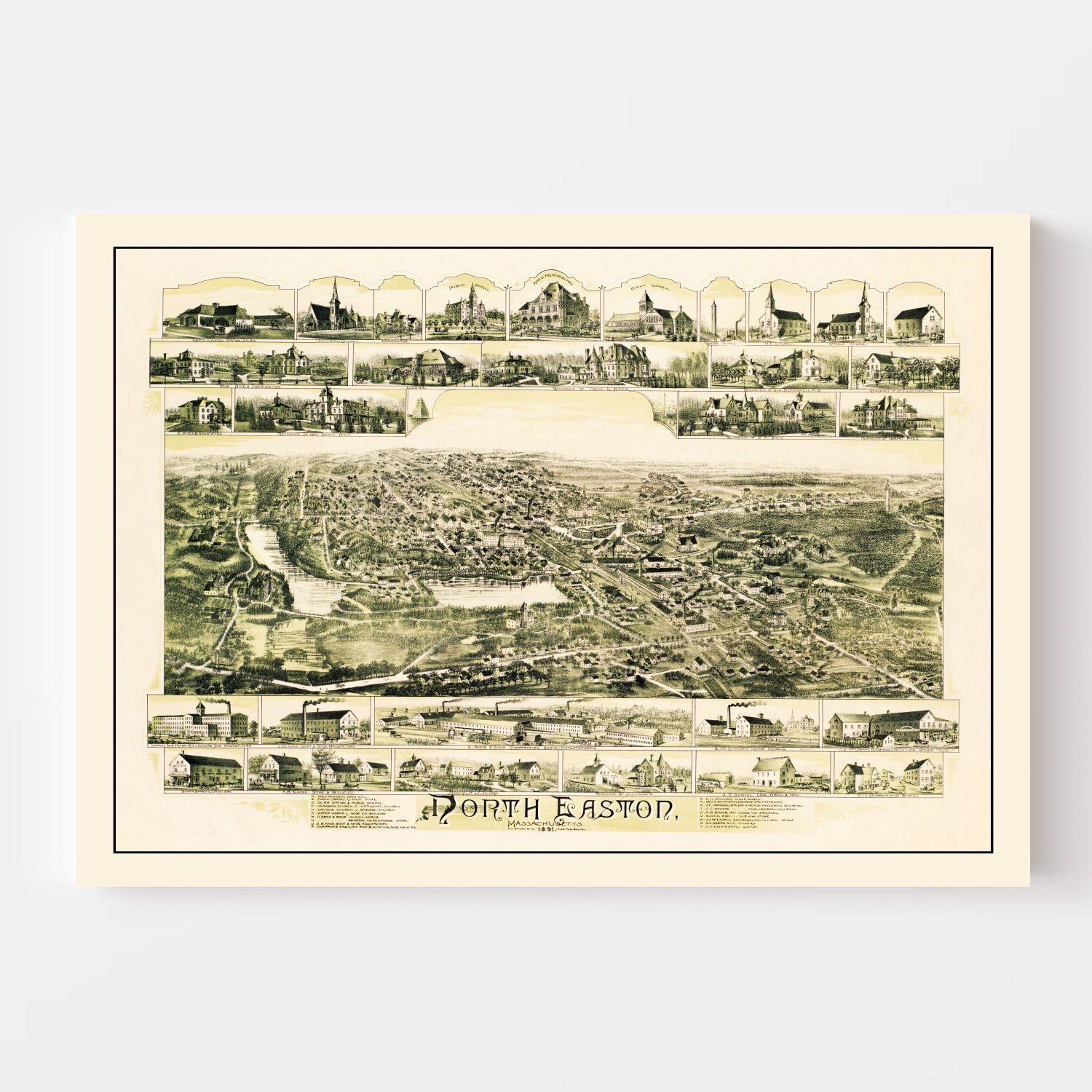Vintage Map of North Easton, Massachusetts 1891