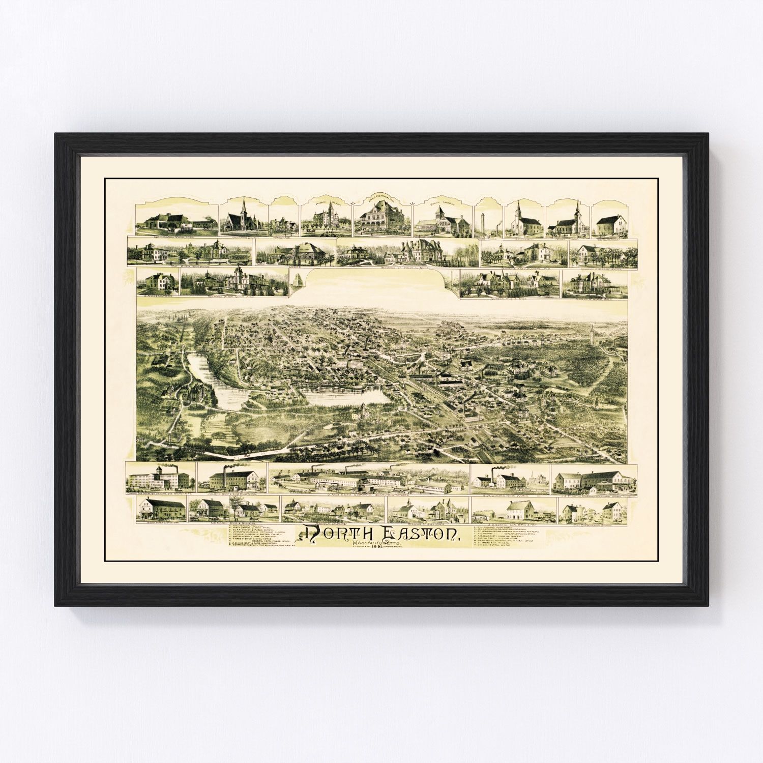 Vintage Map of North Easton, Massachusetts 1891