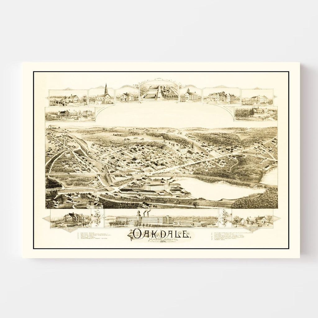 Vintage Map of Oakdale, Massachusetts 1891