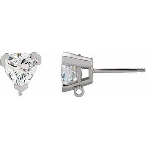 14K White 1/5 CT Lab-Grown Diamond V-End Earring Top