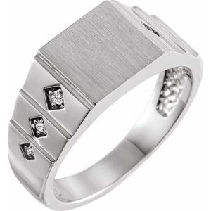 Platinum .08 CTW Natural Diamond 23.5 mm Geometric Signet Ring