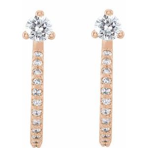 14K Rose Gold 1/3 CTW Natural Diamond J-Hoop Earrings