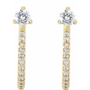 14K Yellow Gold 1/3 CTW Natural Diamond J-Hoop Earrings