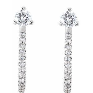 14K White Gold 1/3 CTW Natural Diamond J-Hoop Earrings – image 2