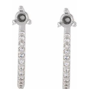 Sterling Silver 3 mm Round 1/8 CTW Natural Diamond Semi-Set J-Hoop Earrings – image 2