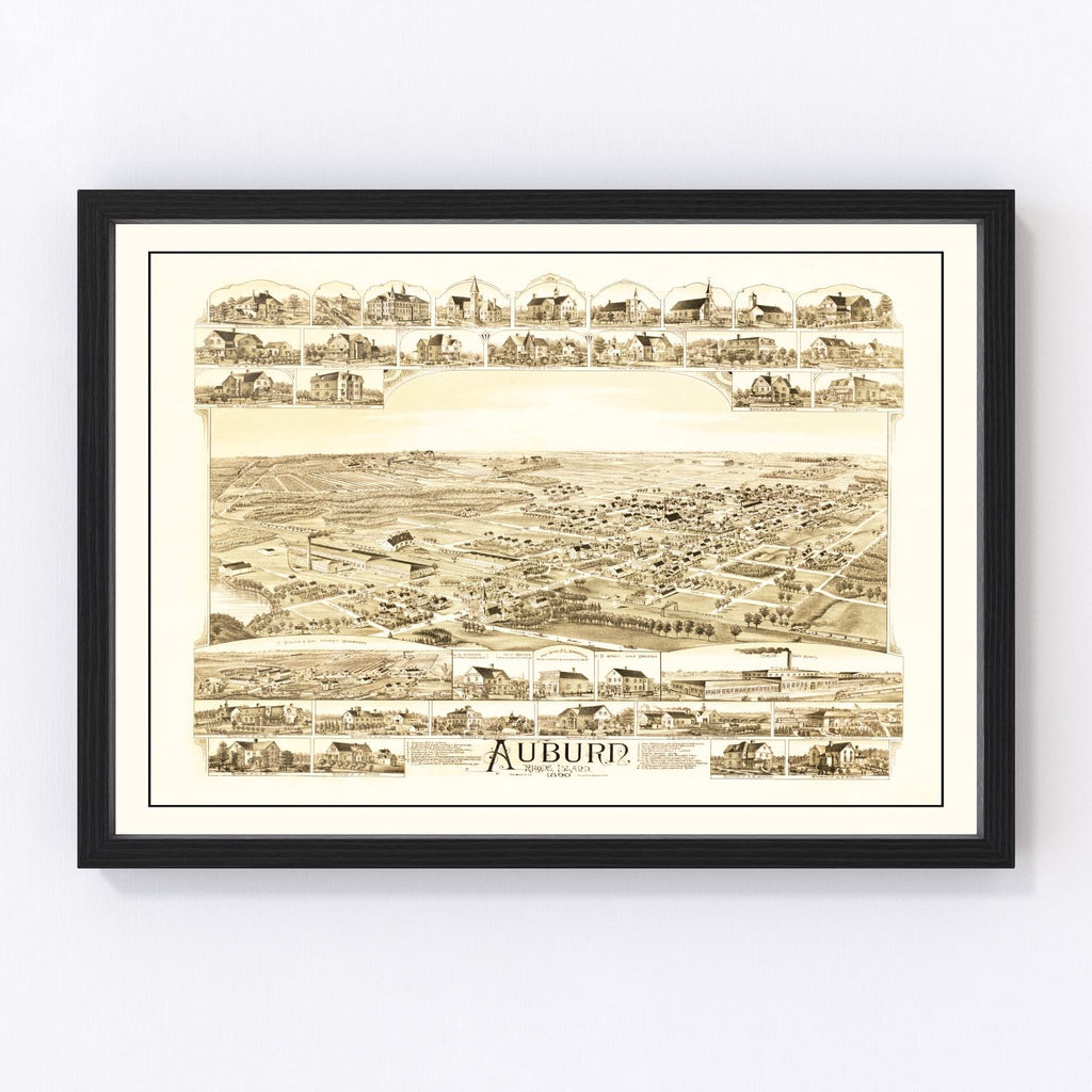 Vintage Map of Auburn, Rhode Island 1890