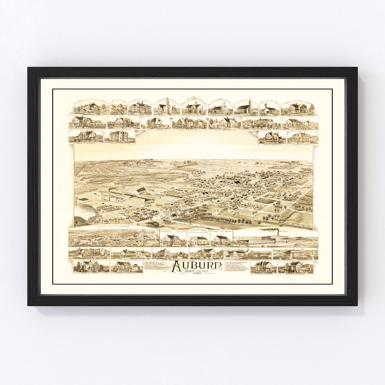 Vintage Map of Auburn, Rhode Island 1890