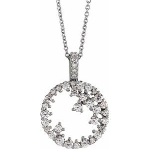 Platinum 3/4 CTW Natural Diamond Scattered Circle 16-18" Necklace