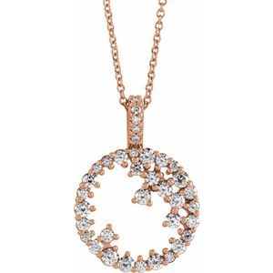 14K Rose Gold 3/4 CTW Natural Diamond Scattered Circle 16-18" Necklace