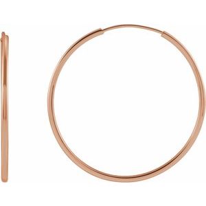 14K Rose Gold Flexible Endless Tube 25 mm Hoop Earrings
