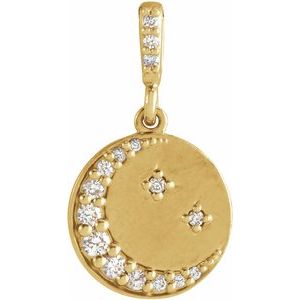 14K Yellow Gold 1/10 CTW Natural Diamond Crescent Moon Pendant